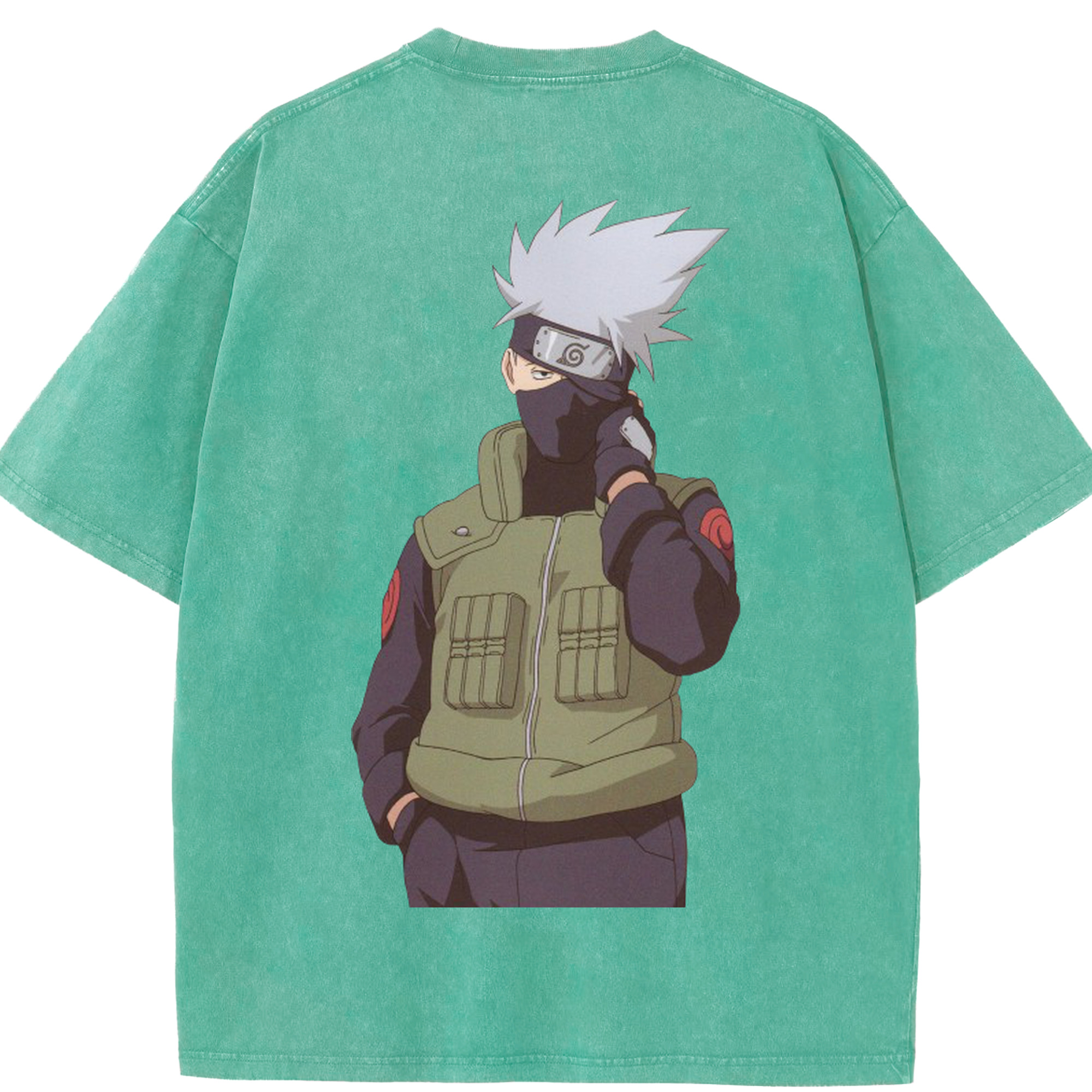 （画像用） NARUTO -ナルト- はたけ カカシ Hatake Kakashi 綿100% ヴィンテージ風 半袖Tシャツ（背面プリント）